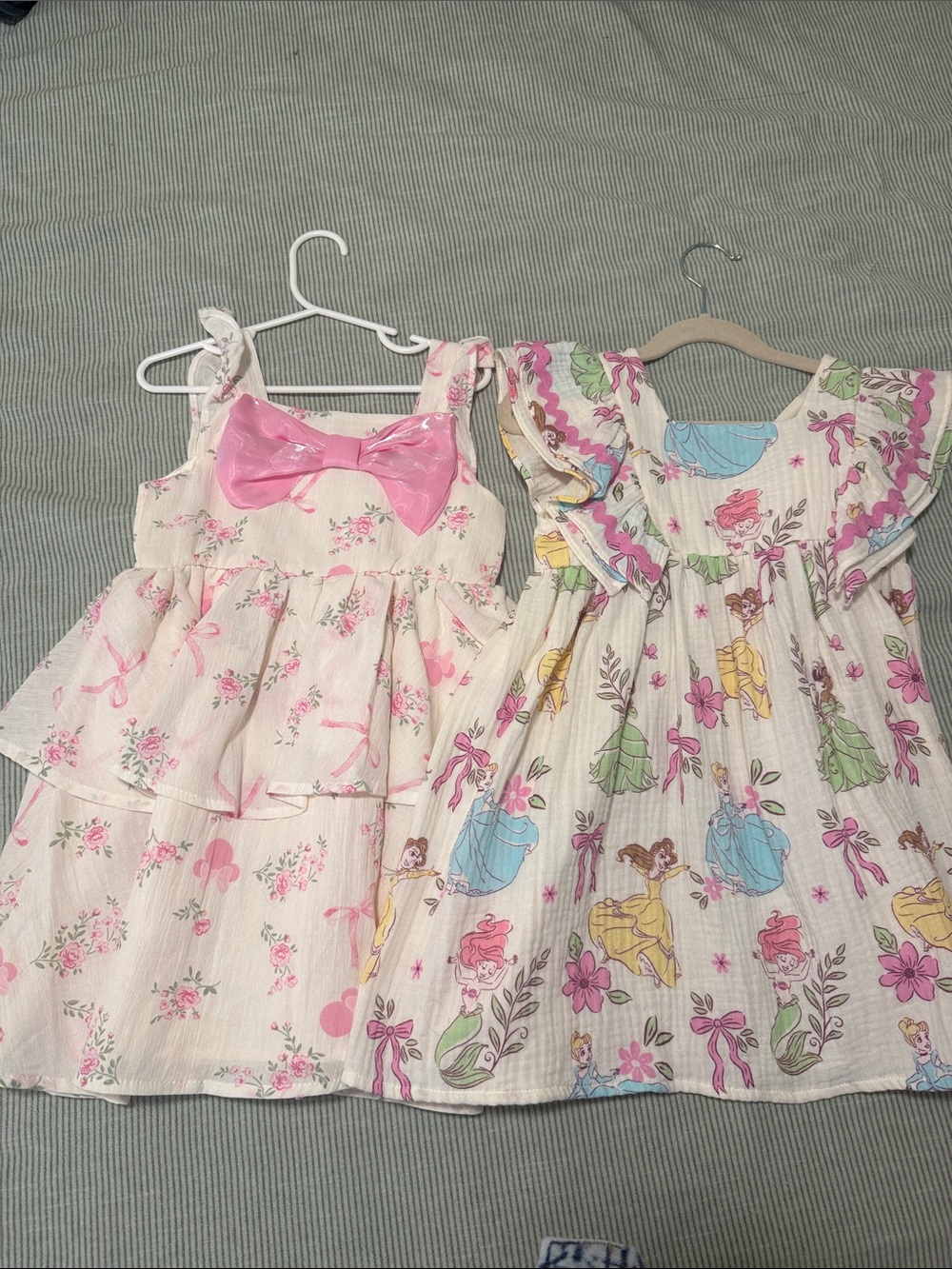 Disney Pink Floral Tiered Dress with Shiny Bow and Princess Dress - 5T